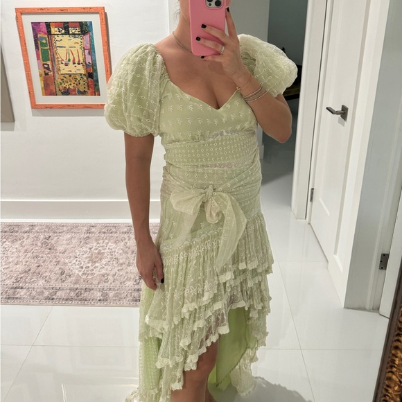 LoveshackFancy Cayden Silk Dress GREEN - Picture 5 of 17